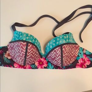 Purple- blue patterned bikini top- Like new